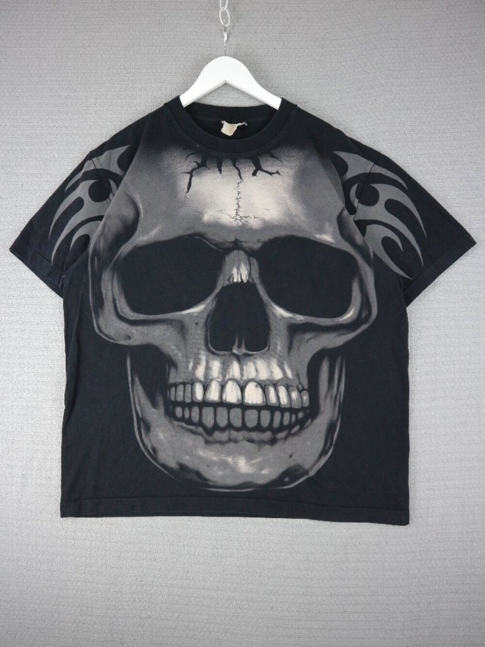 1990s Vintage Tribal Skull All Over Print Mens XL Single Stitch